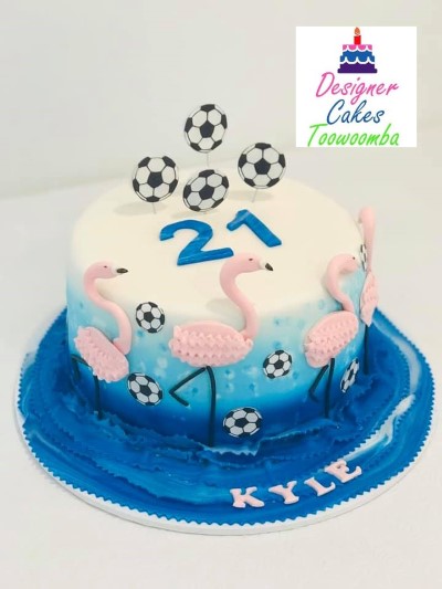 Flamingos and soccer cake 1.jpg
